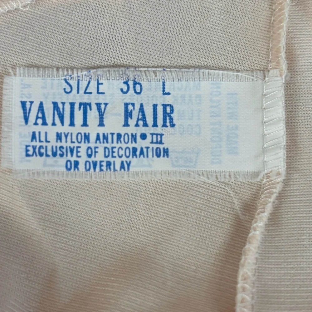 Vanity Fair Vintage Full Slip Size 36 L Nylon Lace Dress Slip Made in USA